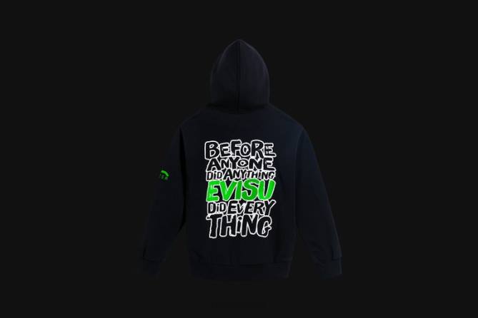 eine Farbe Bekleidung FB2L193 Evisu Godhead Kapuzenpullover Razer